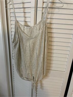 Caution To The Wind Light Cream Ribbed Tie-Hem Camisole